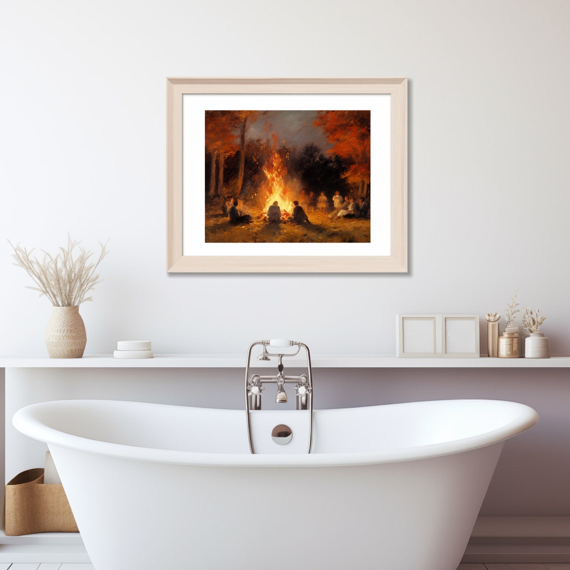 Friends Gathered Around a Fall Bonfire on an Autumn Night Poster - Image 3