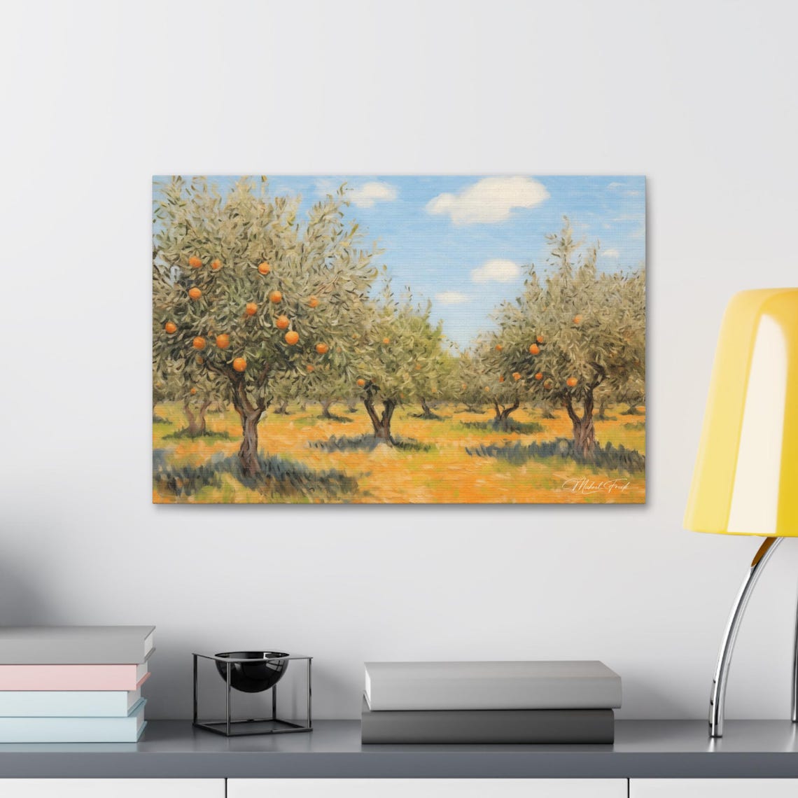 Ripe Orange Trees Grove Sunny Citrus Orchard Landscape Poster