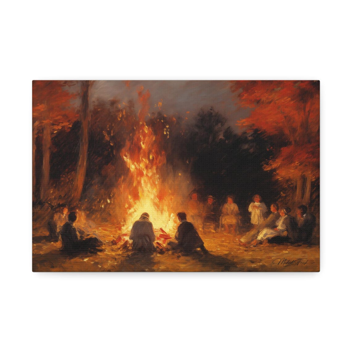 Autumn Bonfire Night Campfire Gathering Fall Warmth Scene Poster - Image 2