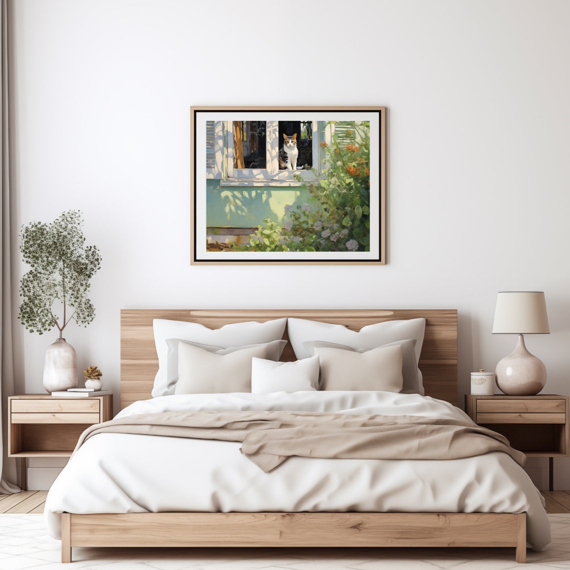 Calico Cat Sitting In A Sunny House Window Watching Birds Poster - Image 4