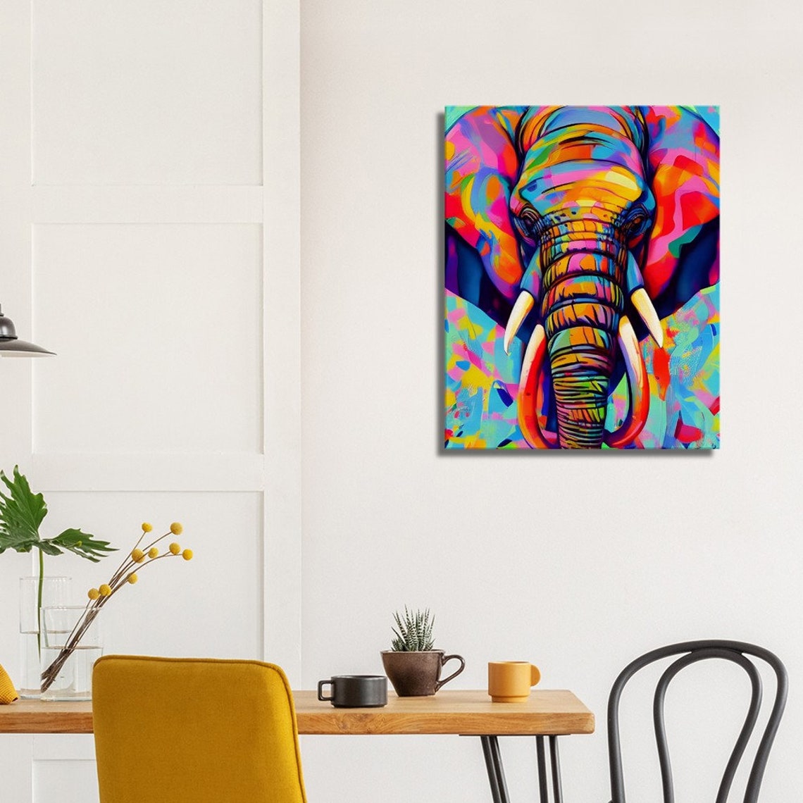 Colorful Neon Elephant Trunk Close Up Bold Animal Art Poster - Image 3