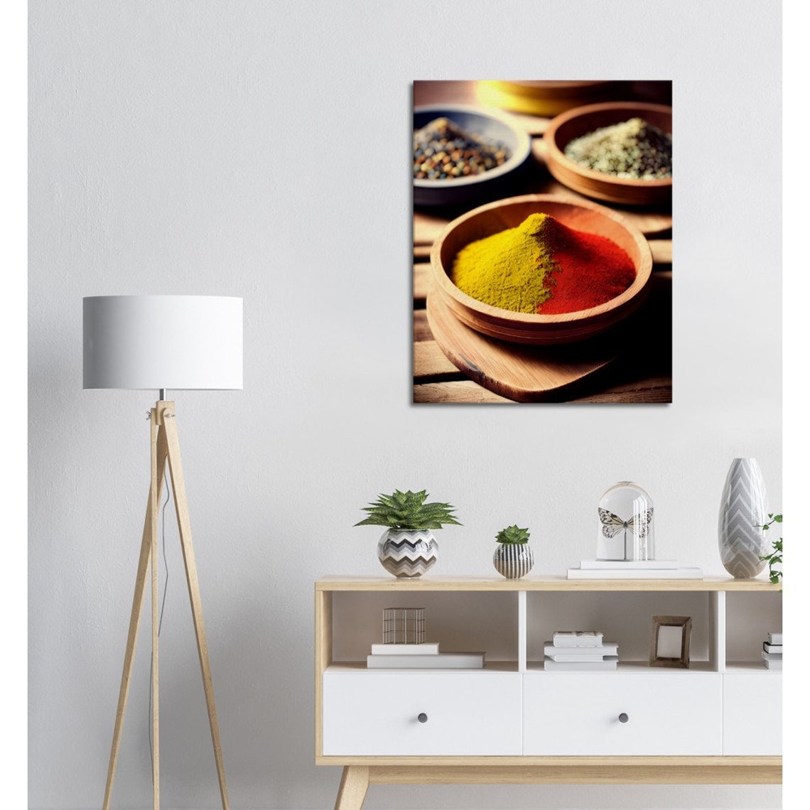 Wooden Bowls Turmeric Paprika Spice Rustic Still Life Art Poster - Image 3