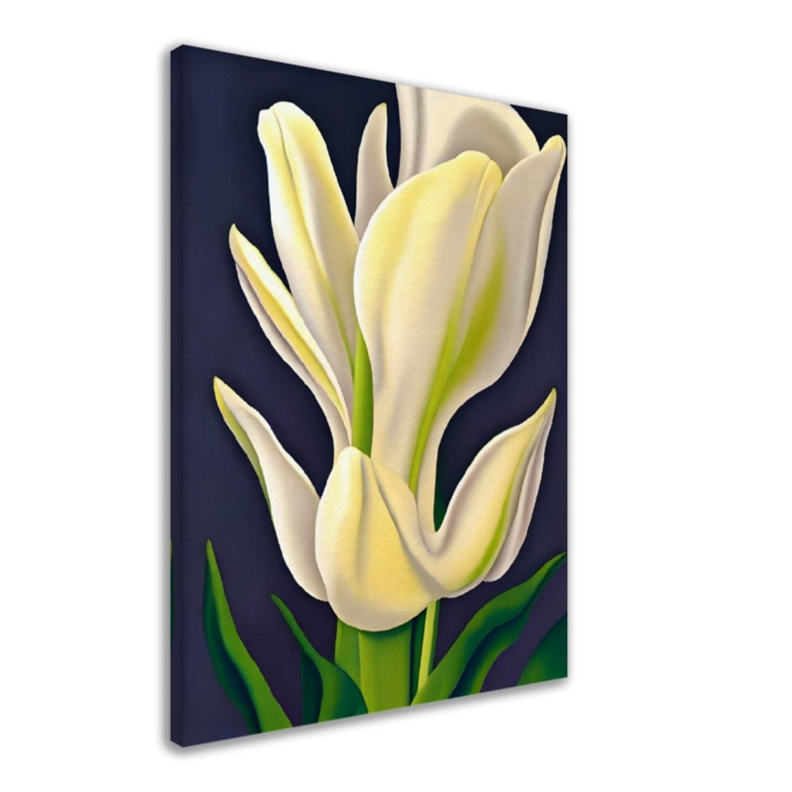 Cream Tulips Dark Background Vintage Botanical Flower Art Poster - Image 2