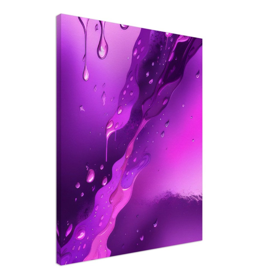 Purple Paint Drip Abstract Glossy Water Droplet Modern Art Poster - Image 2