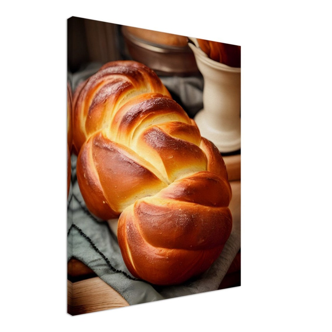Golden Braided Challah Bread Close-Up Kitchen Photography Wall Art - Image 2