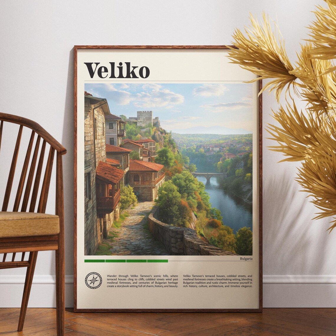 Veliko Tarnovo Bulgaria Fortress Hill Town Travel Poster Art