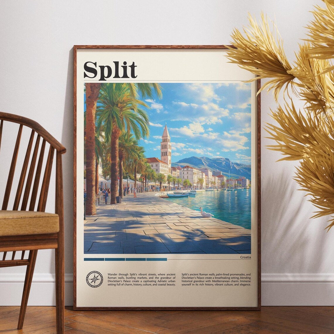 Split Croatia Diocletian Palace Adriatic Coast Travel Poster
