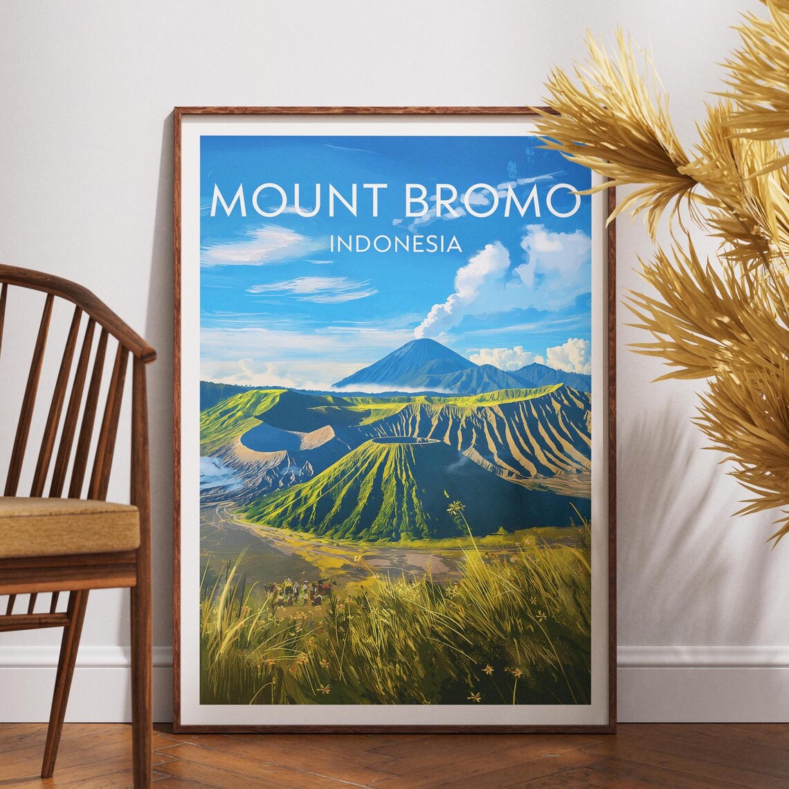 Mount Bromo Indonesia Sunrise Volcano Panorama Blue Sky Travel Poster