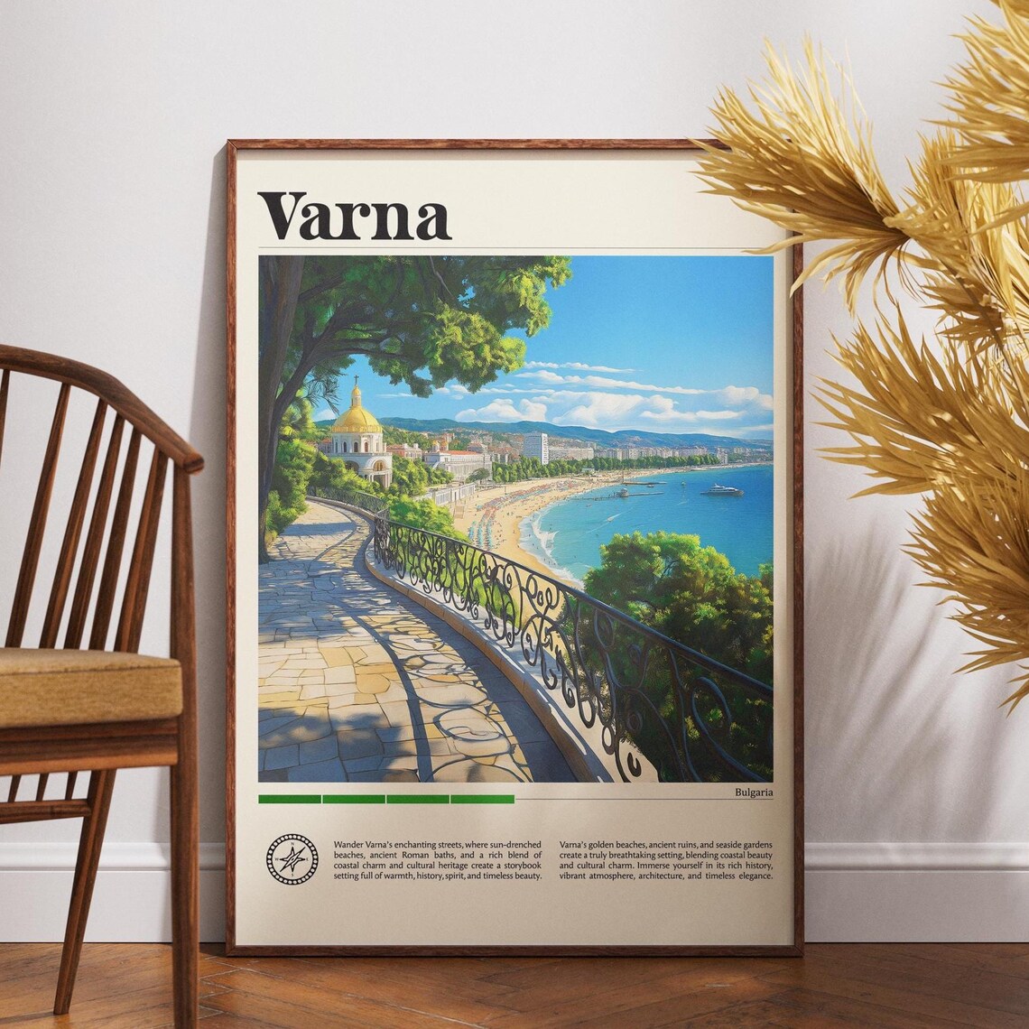 Varna Bulgaria Black Sea Coast Golden Dome Travel Poster Art