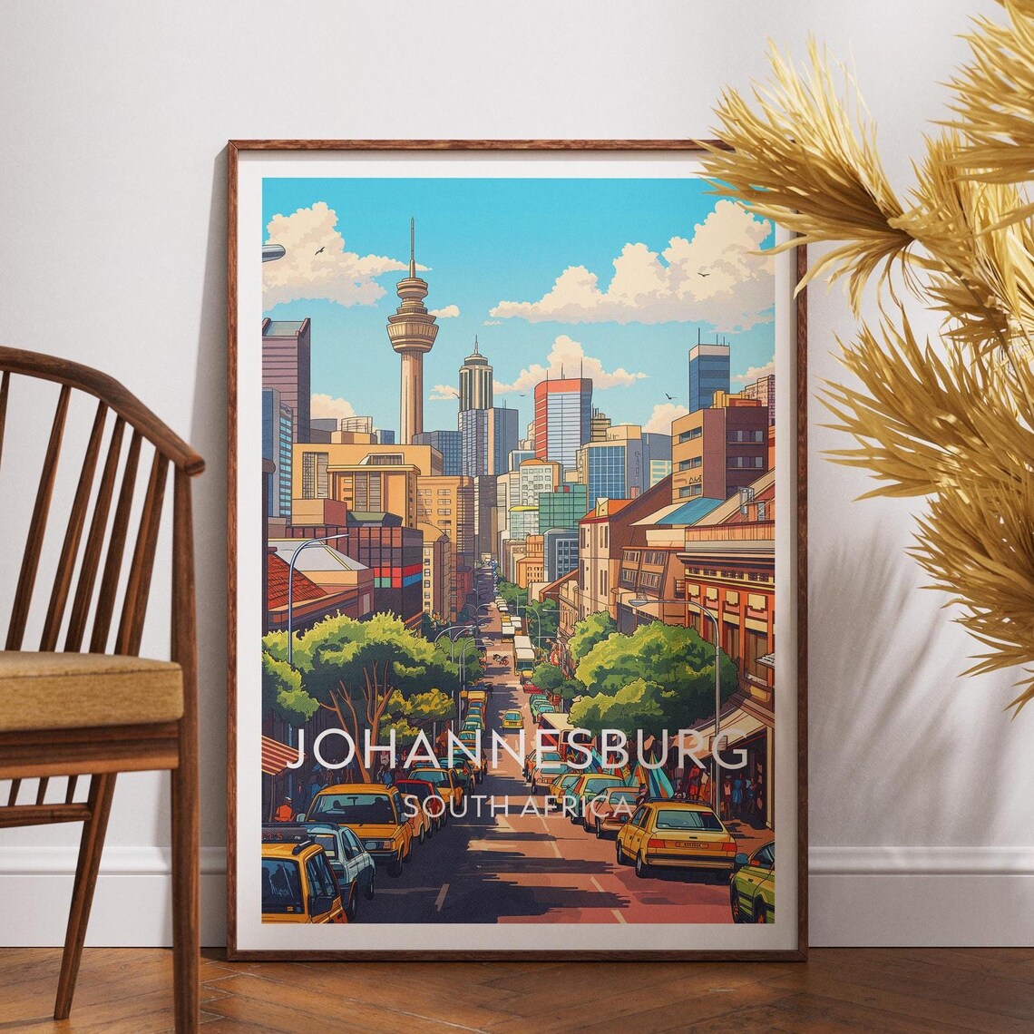 Johannesburg South Africa Downtown Towers Street Travel Poster
