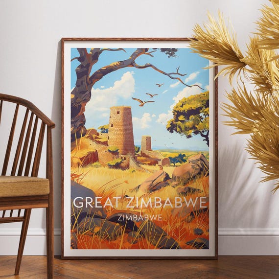 Great Zimbabwe Travel Print Poster Wall Art Africa Masvingo