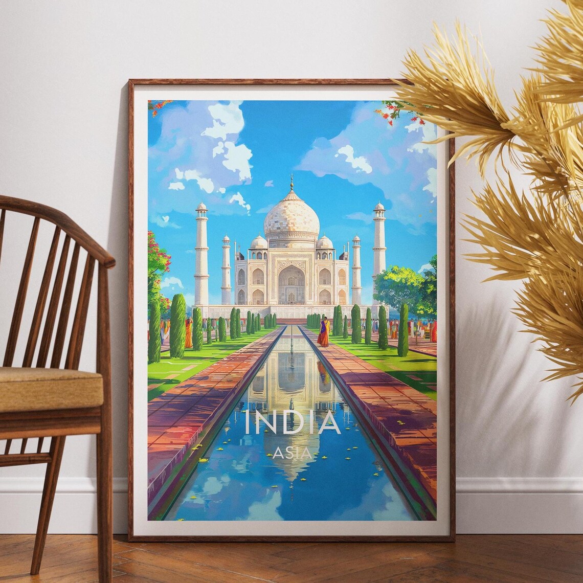 Taj Mahal India Asia Marble Monument Reflection Travel Poster