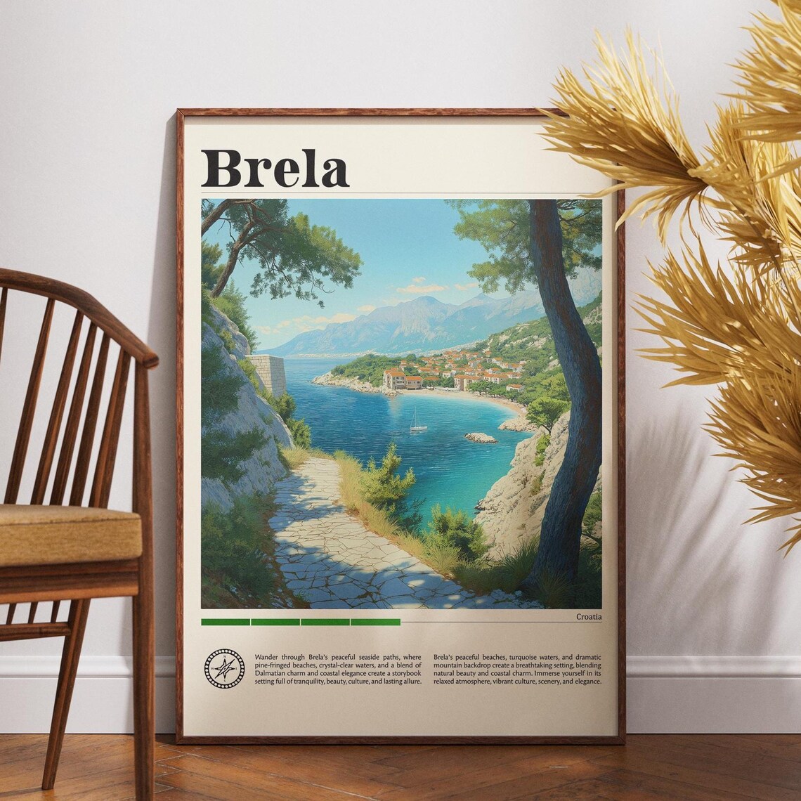 Brela Croatia Dalmatian Coast Stone Path Turquoise Bay Art Poster