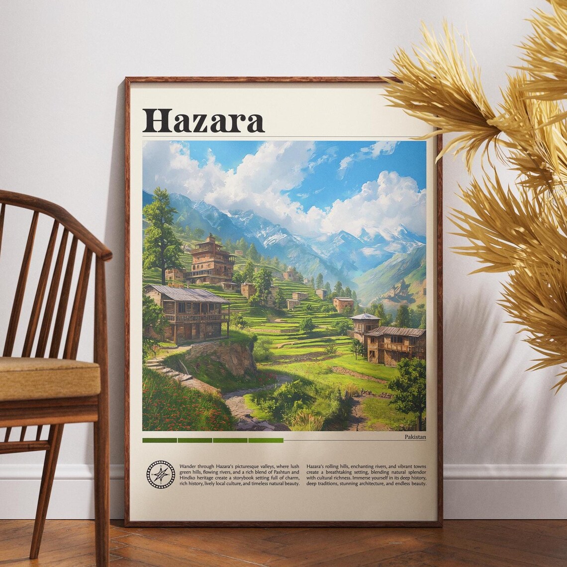 Hazara Pakistan Terraced Mountain Village Valley Travel Poster