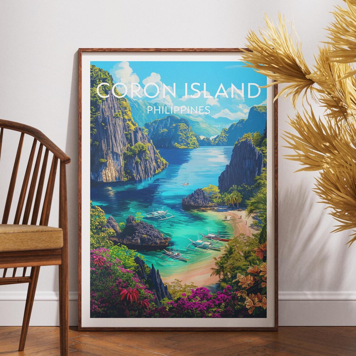 Coron Island Philippines Turquoise Lagoon Cliffs Tropical Poster