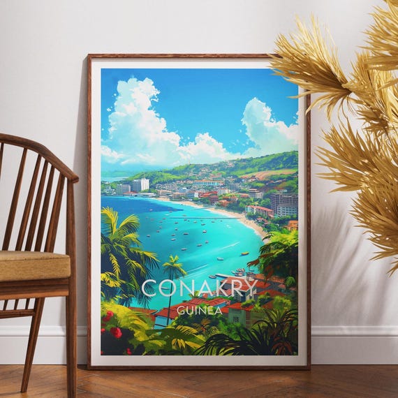 Conakry Travel Print Equatorial Guinea Poster Wall Art Africa