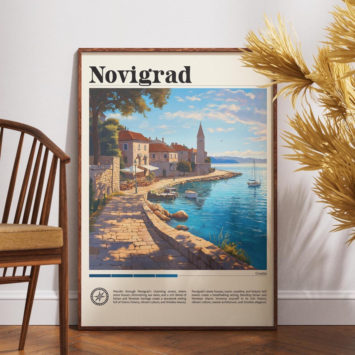 Novigrad Croatia Istrian Coastal Old Town Harbor Travel Poster