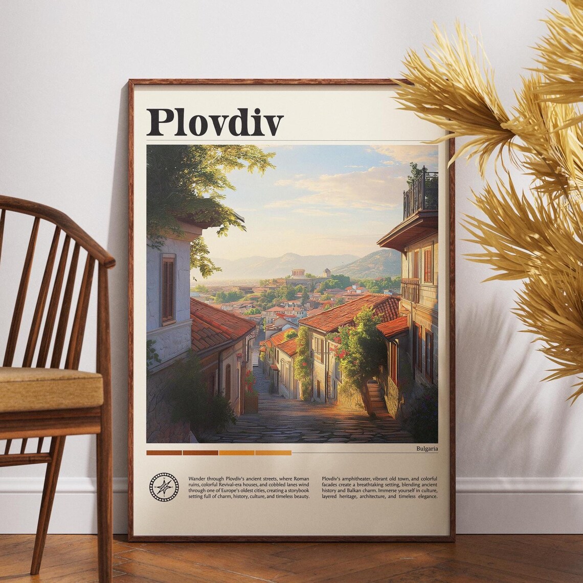 Plovdiv Bulgaria Sunset Old Town Amphitheater Travel Poster Art
