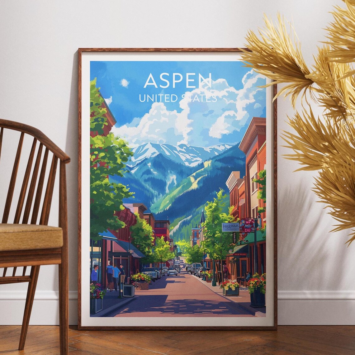 Aspen United States Mountain Town Street Travel Poster Colorado