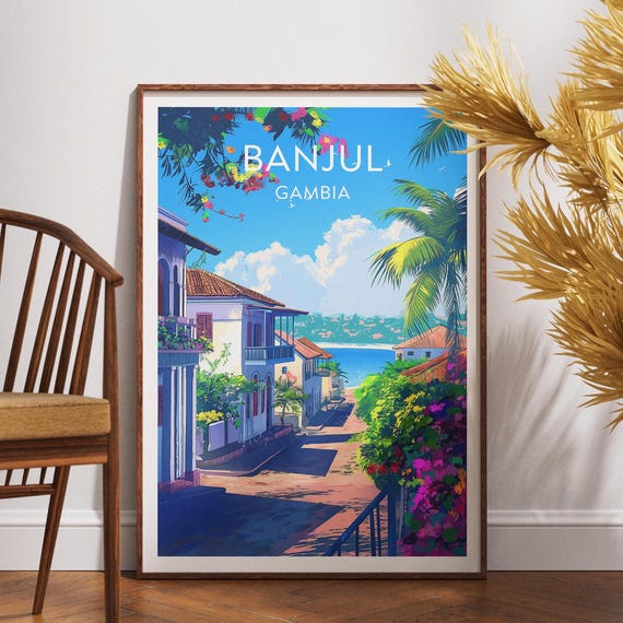Banjul Travel Print Gambia Wall Art Poster Africa City