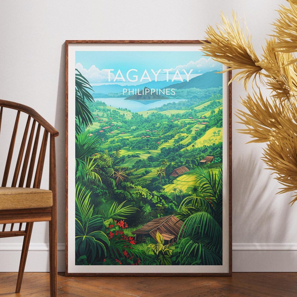 Tagaytay Philippines Lush Valley Panoramic View Travel Poster