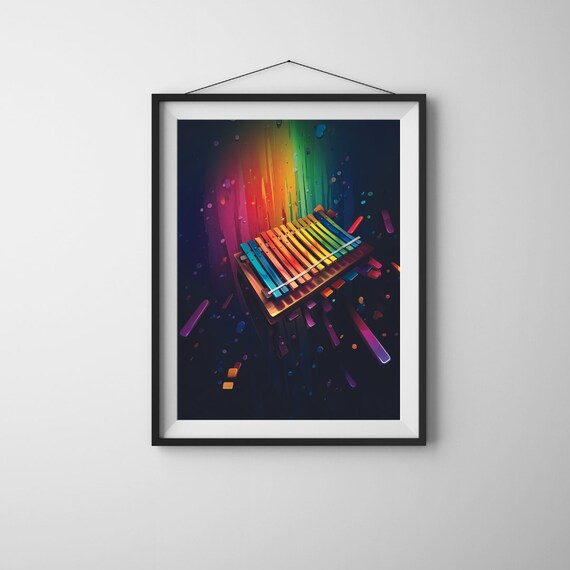 Colorful Music Wall Decor Musical Instrument Abstract Art Musicians Gift Bar Pub