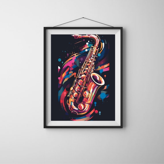 Colorful Saxophone Wall Art Music Instrument Print Modern Minimalist Decor