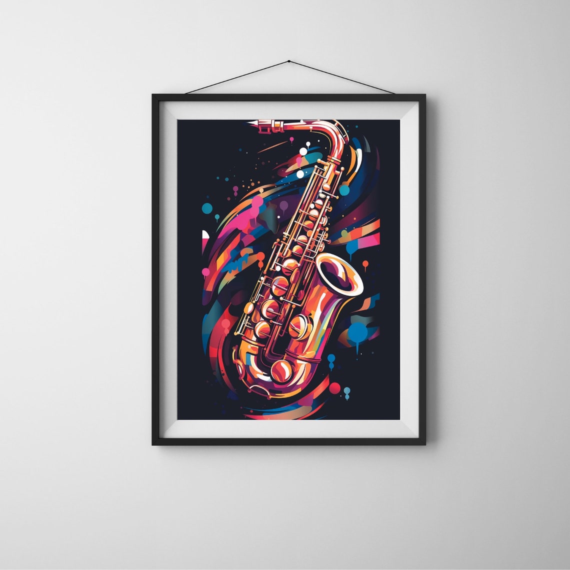 Colorful Saxophone Wall Art Music Instrument Print Modern Minimalist Decor