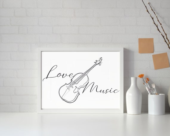 Guitar Line Art Rock Music Instrument Minimalist Love