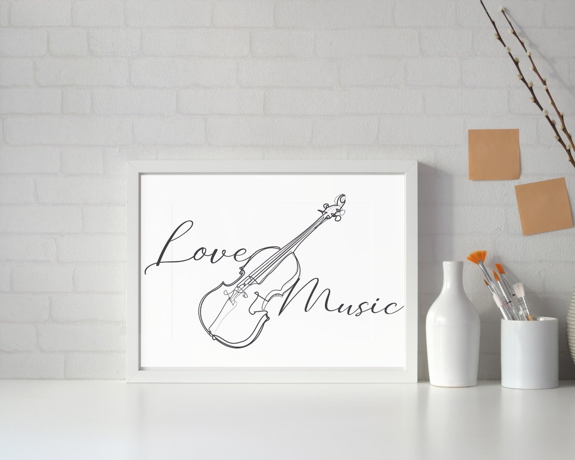 Guitar Line Art Rock Music Instrument Minimalist Love