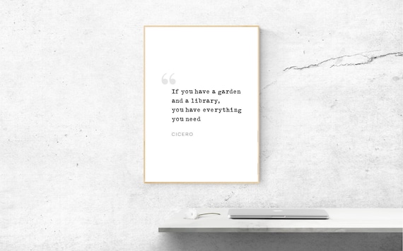 Cicero Garden Library Quote Minimalist Typography Art Poster