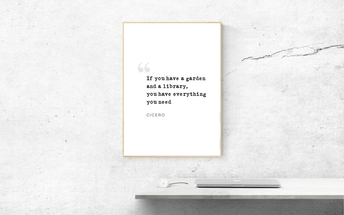 Cicero Garden Library Quote Minimalist Typography Art Poster