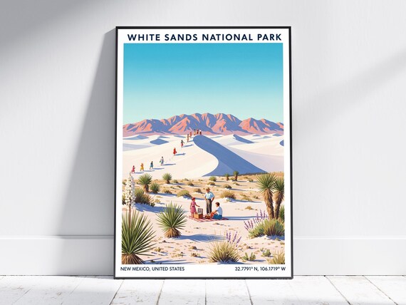 White Sands National Park New Mexico Dunes Vintage Travel Poster Desert