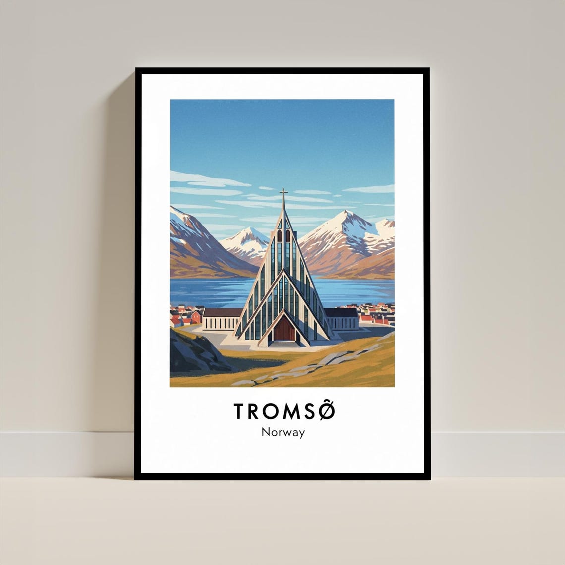 Tromso Norway Arctic Cathedral Modern Scandinavian Travel Poster