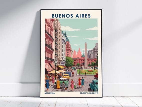 Buenos Aires Argentina Travel Print Vintage Art Poster Retro Wall For Home Decor Modern Interior Gift