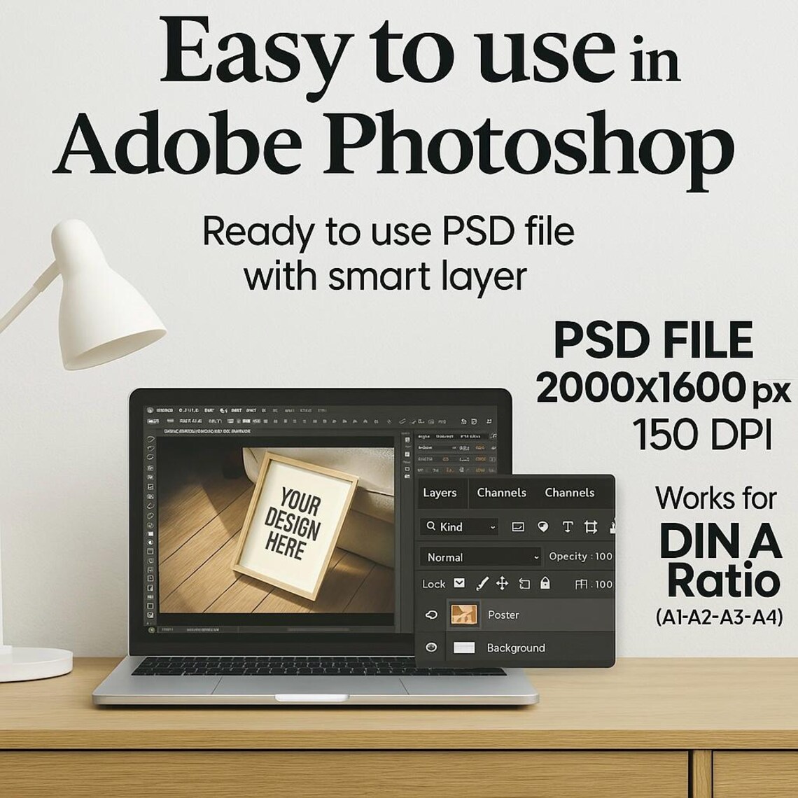 Frame Mockup Photoshop Display Template With Text
