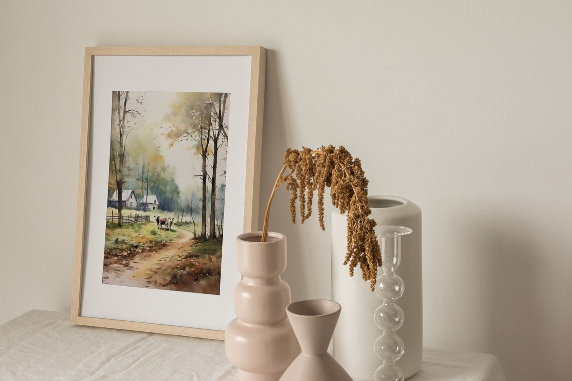 Berkshires Farm Scene Watercolor Art Print - Image 4