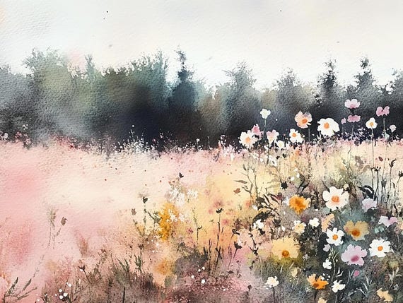 Wildflowers Painting Gunnison Forest Watercolor Art Print