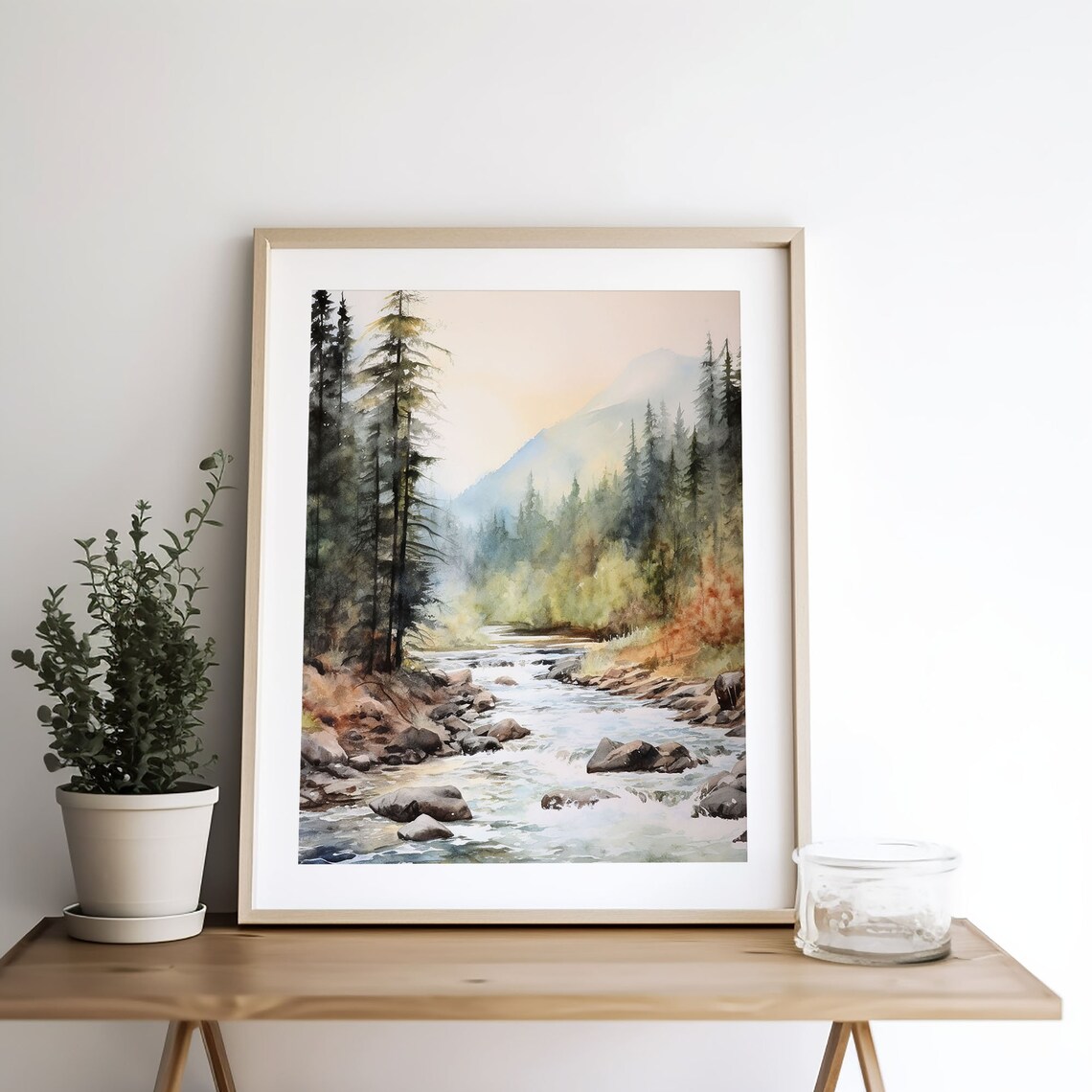 Salmon River Watercolor Idaho Mountain Landscape Art Print - Image 3