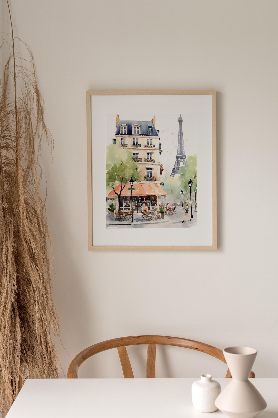 Paris Eiffel Tower Watercolor Art Print, Parisian Scene - Image 3