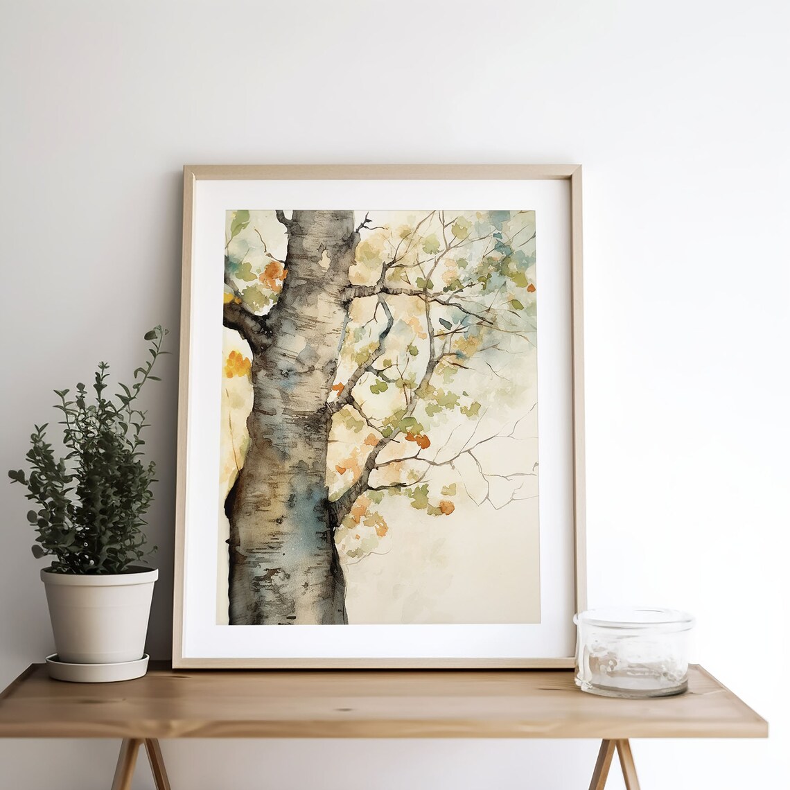 Sycamore Trees Watercolor Landscape Art Print - Image 3