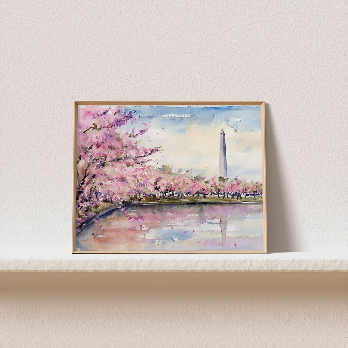 Washington Monument Painting Watercolor Art Print - Image 2