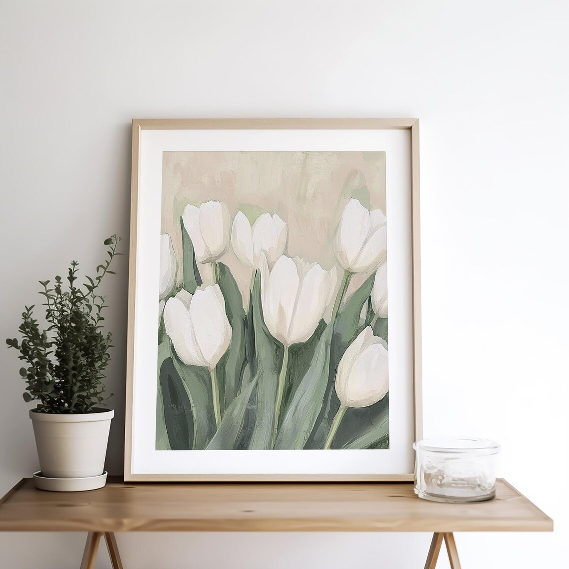 White Tulips Spring Garden Bloom Painterly Floral Still Life Poster - Image 4