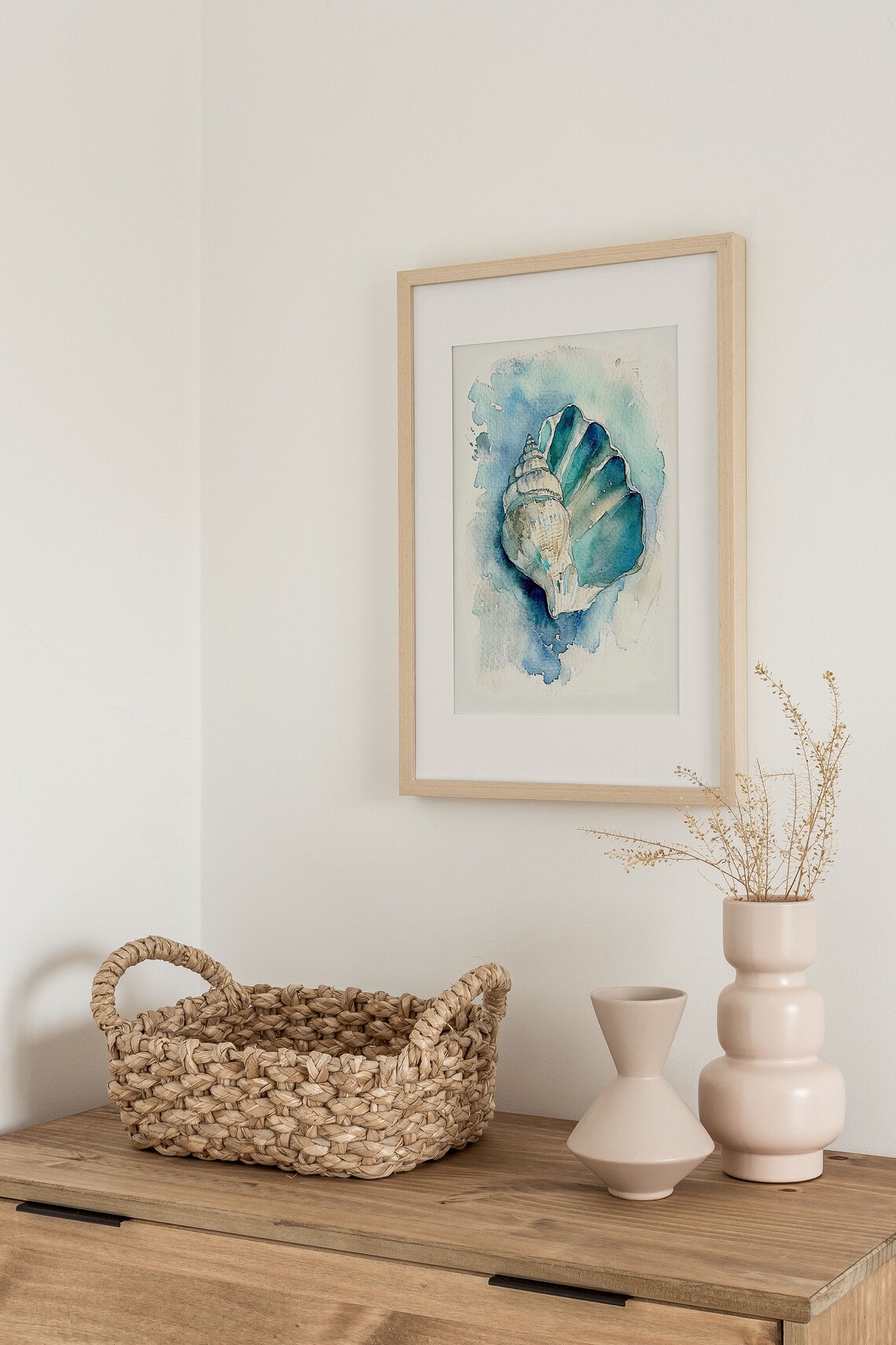 Turquoise Seashell Watercolor Art Print, Coastal Decor - Image 4