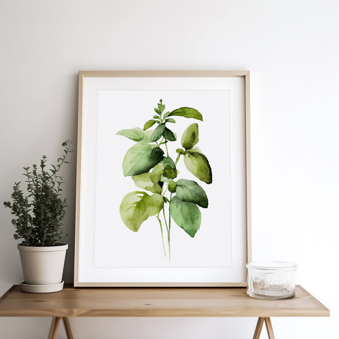 Basil Painting Watercolor Art Print, Botanical Kitchen - Image 5