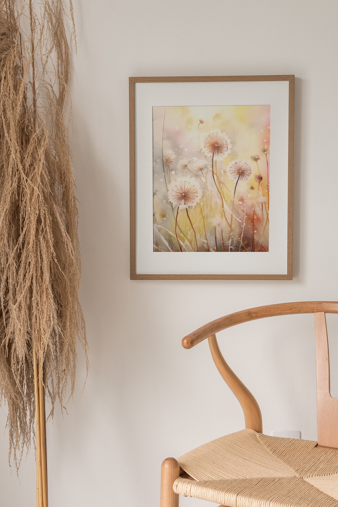 Dandelions Watercolor Neutral Floral Art Print - Image 5