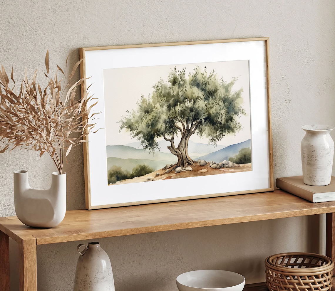 Santa Ynez Olive Tree Watercolor, California Art Print - Image 4