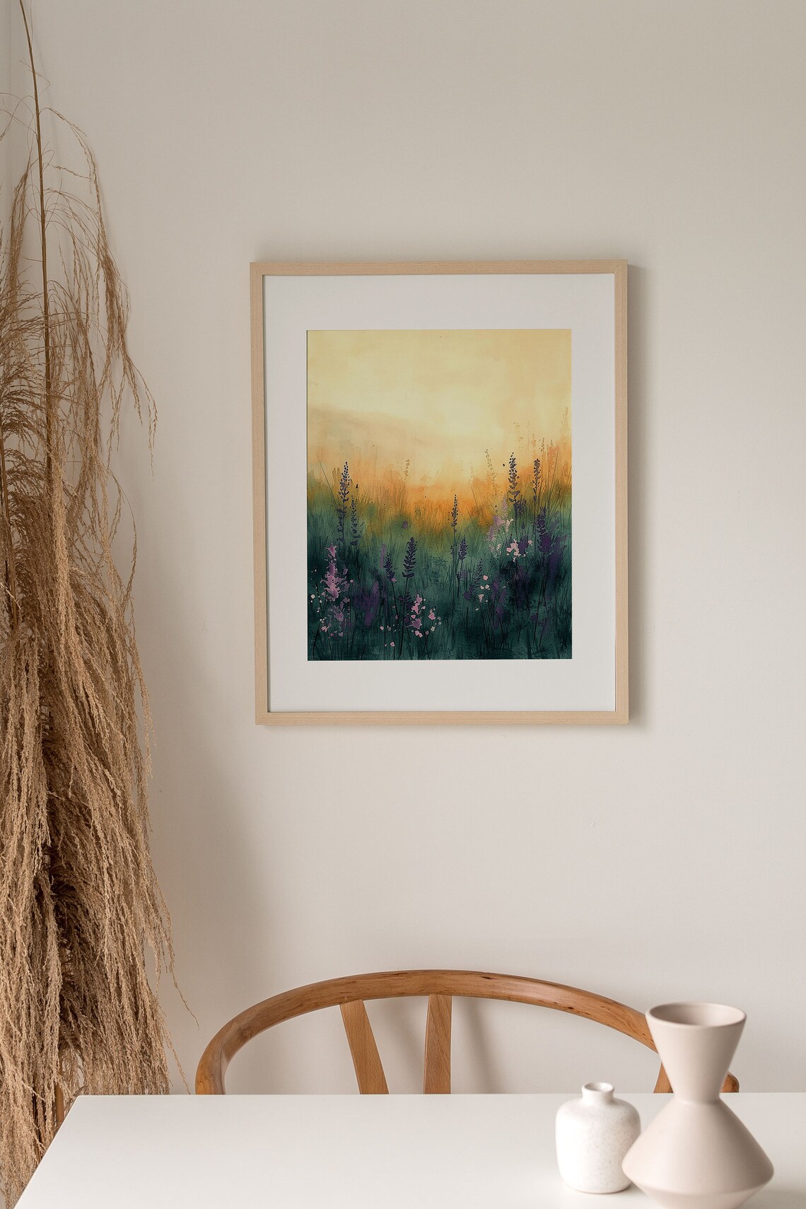 Meadow Sunset Watercolor Art Print, Rustic Floral - Image 3