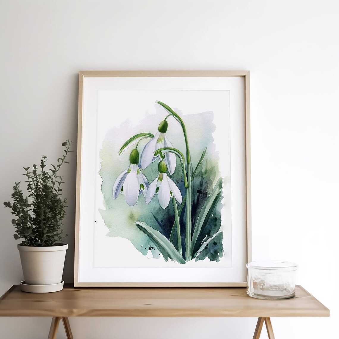 Snowdrop Watercolor Art Print, Spring Floral Botanical - Image 3