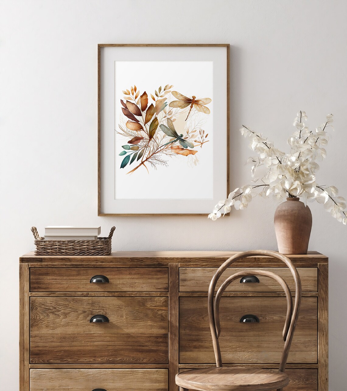 Dragonfly Watercolor Poster, Rustic Botanical Decor - Image 3